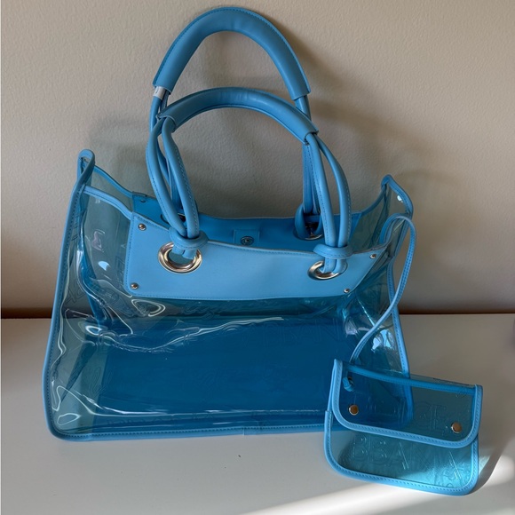 Dolce & Gabbana Beach Bag, Blue Transparent Tote Bag with Silver Accents - Picture 3 of 9